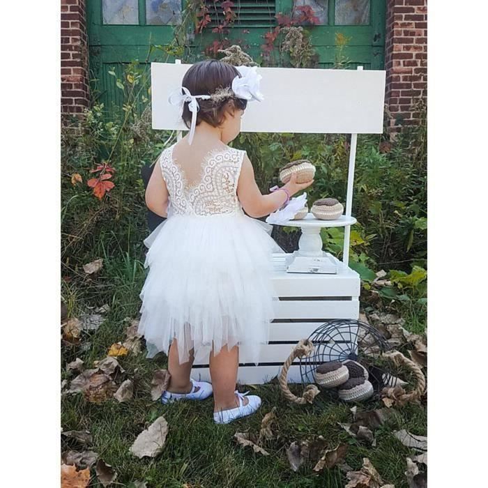 Robe Fille Enfant Fleur Dentelle Tulle Tutu Robes Petites Filles