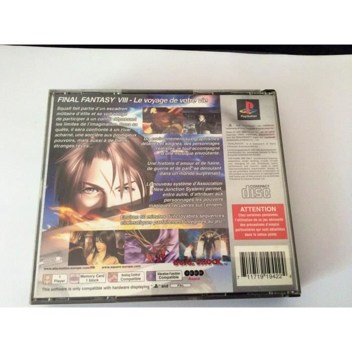 Jeu Final Fantasy VIII Complet Pour PlayStation 1 - Version Française, Bon état (boîtier, CD, Notice)