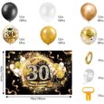 30 anniversaire décoration noir or de fête affiche toile de fond avec ballon guirlande arc kit, bannière joyeux anniversaire 40-2