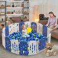 Parc bébé pliable NAIZY - Balu+Blanc - 16+2 planches - Sécurité pour Enfants - Tableau de jouets et porte inclus-2