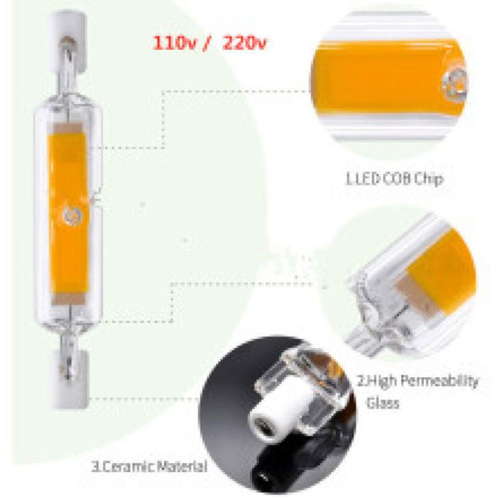 Ampoule LED R7S 118mm 10W Dimmable, Blanc Chaud 3000K 850LM, Linéaire — free download