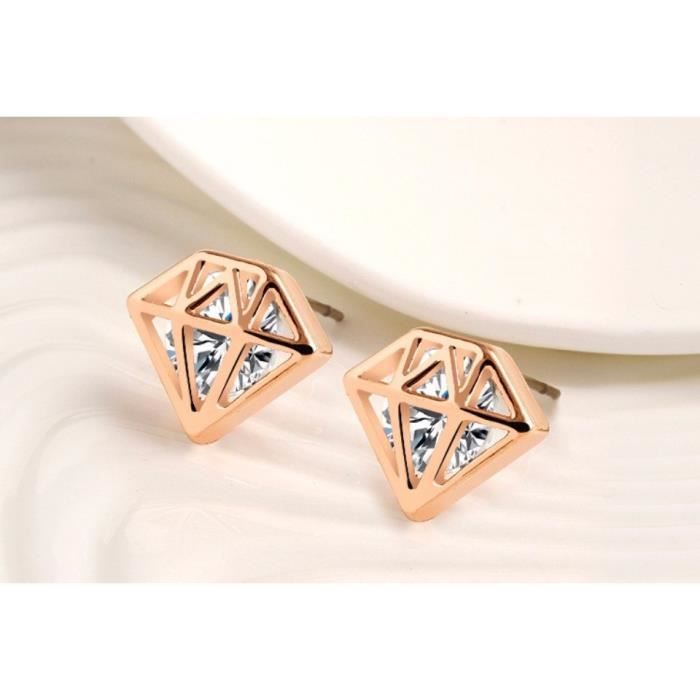 Boucles D'oreilles Dormeuses Symbole Camée Résine Plaqué or 18 Carats