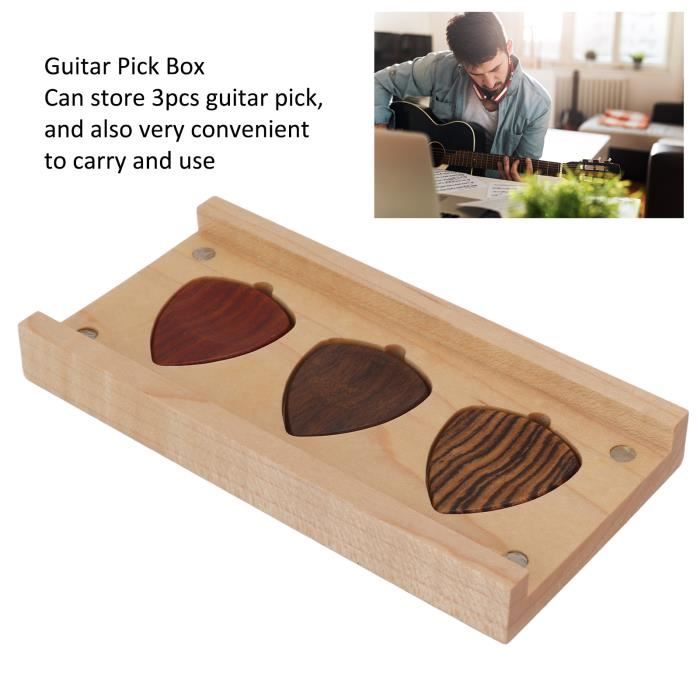 Dioche Pick Case Guitare en bois médiators étui support conteneur cubique  plectre boîte de rangement pièces de guitare - Cdiscount Instruments de  musique