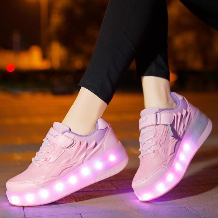Mode Baskets Enfants LED lumières Chaussures à Roulettes Garçons