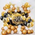 30 anniversaire décoration noir or de fête affiche toile de fond avec ballon guirlande arc kit, bannière joyeux anniversaire 40-3