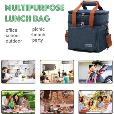 Sac Isotherme Repas 5,5 L - Pliable Avec Pochette Latérale - Intérieur Aluminium - Tissu Oxford - Pour Bureau, Pique-nique, Voyage