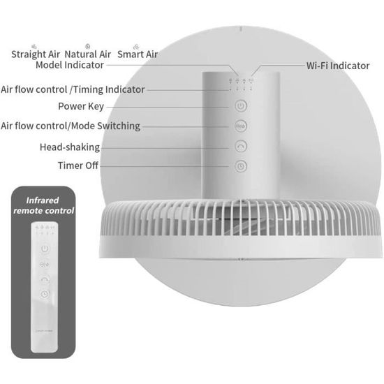 Dream Maker Ventilateur sur pied 13dB 15W 4 Modes Oscillation 140° Ventilateur à Circulation d’Air 
