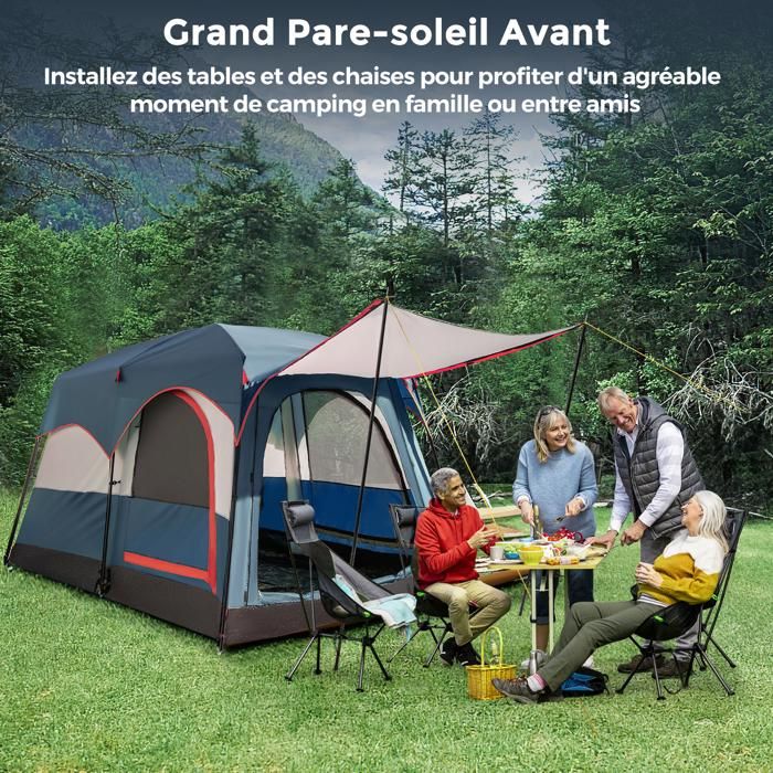 COSTWAY Tente De Camping Pop-Up En PVC Pour 5-6 Personnes Avec Sac De Transport & Piquets, Résistant Aux Intempéries, 265 X 265 CM - Sport
