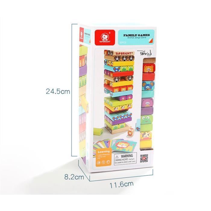 TOP BRIGHT Jeu éducatif pour enfants à partir de 3 ans - Tour mobile en bois - Jouet pour filles et garçons de 3 à 9 ans - Tour empilable