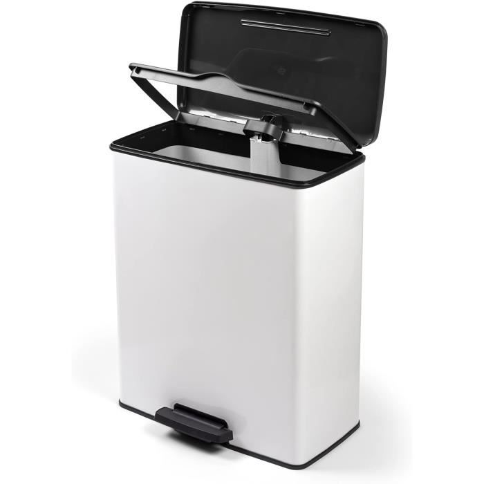 Poubelle CURVER Deco Rectangle 65L - Gris Métallisé - 100% Recyclé - Cuisine/Buanderie