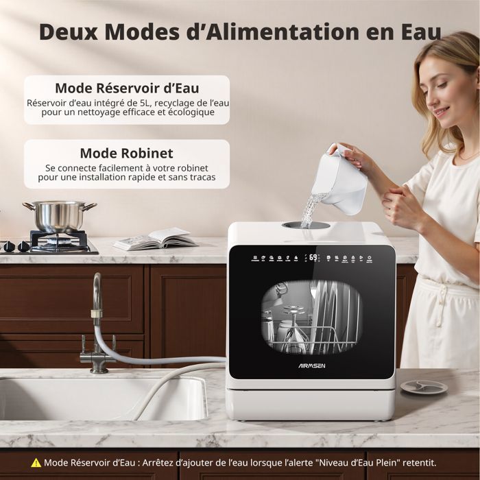 800 W - Mini Lave-vaisselle Portable - Avec 6 Programmes Et