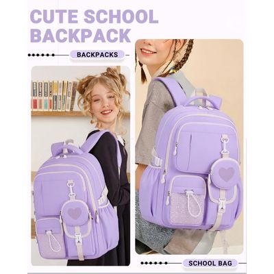 FIORETTO Sac à Dos Écolier Femme Fille - Sac Ordinateur 14 Pouces Léger Résistant Eau