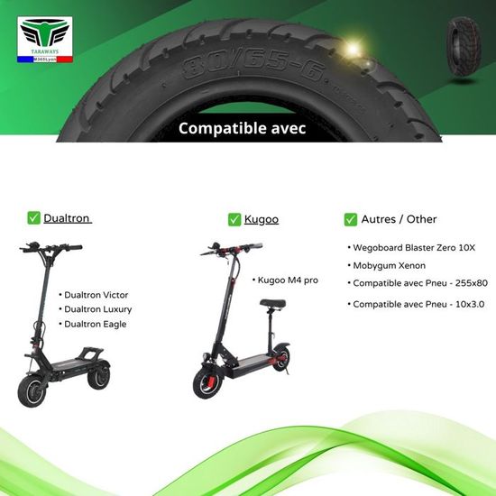 Pneu 80/65 – 6 pour Scooter électrique pliant de 1... – Grandado