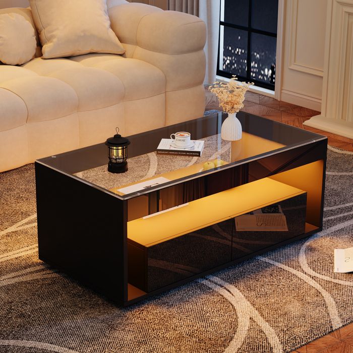 Table Basse En Verre Rectangulaire Blanc - Design Moderne - Double Avec