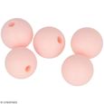 Lot de perles rondes en silicone - 10 mm - Rose Poudré - 5 pcs-0