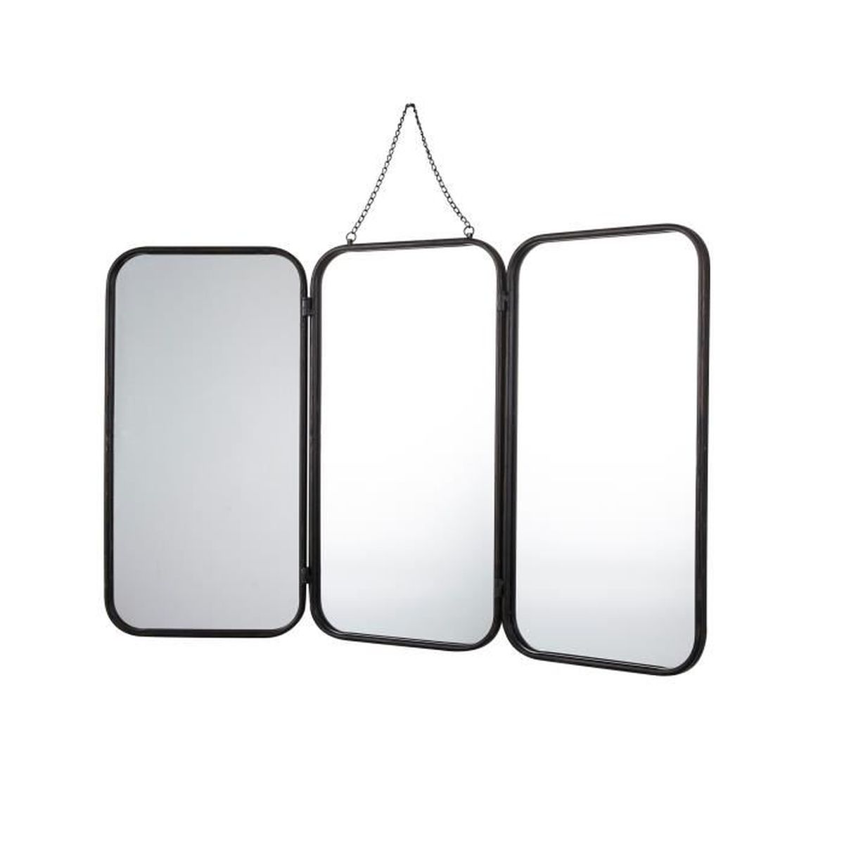 Todd Miroir De Barbier Avec Cadre En Metal Noir 93x109 5cm Noir