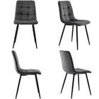 DREAMMESPACE Lot de 4 chaises de salle a manger rembourrée en lin avec dossier assise, stable et confortable, 44x41x86 cm, gris