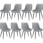 WAFTING Lot de 8 Chaises de Salle à Manger avec Assise et Dossier Tapissés en Velours, Pieds en Métal Robustes,Gris