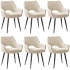 WAFTING Lot de 6 Chaises de Salle à Manger avec Accoudoirs, Rembourrées avec Dossier en Velours,Beige
