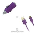 BALTAZAR PHONE Chargeur voiture violet pour Wiko BIRDY 4G
