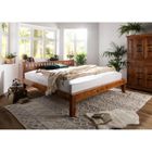 MASSIVMOEBEL24 Stucture lit 160x200 - Bois massif d'acacia laqué (Miel) - Style colonial - OXFORD #222