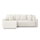 BAÏTA Canapé d'angle NOVA convertible tissu bouclette blanc 4 places
