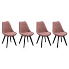 HAPPY GARDEN Lot de 4 chaises en velours NORA roses avec coussin