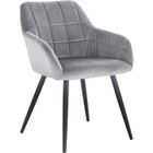WOLTU Chaise de salle à manger avec accoudoirs, Chaise de cuisine, Chaise de salon en Velours, Pieds en métal, Gris