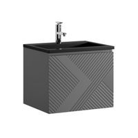 Meuble de salle de bain Moreno 60 cm - Badplaats - Gris Matt - Meuble avec lavabo