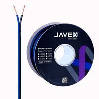 JAVEX Cable de Haut-Parleur de Calibre 14 [2x2,11 mm2] [Cuivre sans oxygene 99,9%] Cuivre toronne, Bleu/Noir, cable pour syst