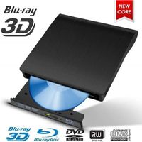 Lecteur Blu-Ray Externe USB 3.0 3D 4 K DVD CD Bluray Drive DVD Graveur de Disque Compatible pour PC,Ordinateur Portable, Mac OS Noir