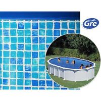 Liner imitation mosaïque pour piscine hors sol ovale de Gre Pool - PVC 50/100 ème - 6,10 x 3,75 x 1,32 m