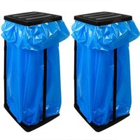 2x Supports sac-poubelle max. 60L réglable en hauteur 3 positions couvercle système emboîtement porte-sac poubelle sac à ordures