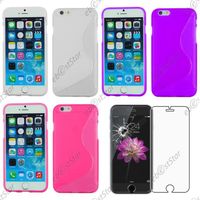 ebestStar ® pour Apple iPhone 6S 6 Plus écran 5 5" - Lot x3 Coque S line silicone Gel + Verre  Transparent  Violet  Rose