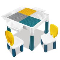 UISEBRT Ensemble Table de Bloc pour enfant Table de jeu avec 163 blocs de construction et 2 chaises