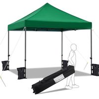 Yaheetech Tonnelle 3x3m Pliante Imperméable Anti-UV Tente Pavillon Pop-up Portable Gazebo Sac de Transport à Roulette Vert foncé