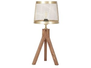 LAMPE A POSER Lampe à poser en bois de manguier foncé et laiton BEKI