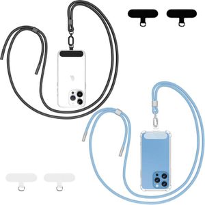 Cordon Téléphone Portable Universel - Tour De Cou Réglable, Détachable, Fleur Décorative - Rose Et Blanc