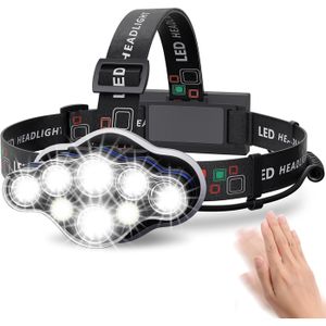 Lampe Frontale LED Ultra Puissante 8 Modes - 340° Grand Angle, Détecteur Mouvement, Rechargeable IPX4