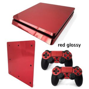 STICKER - SKIN CONSOLE rouge brillant - Autocollant décoratif de haute qualité pour Console PS4 Slim,brillant
