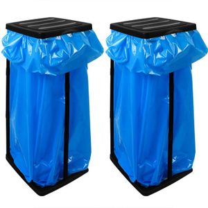POUBELLE - CORBEILLE 2x Supports sac-poubelle max. 60L réglable en hauteur 3 positions couvercle système emboîtement porte-sac poubelle sac à ordures