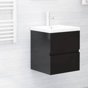 MEUBLE SOUS-ÉVIER Meilleures Ventes Armoire d'évier avec lavabo intégré Noir brillant Aggloméré(4550)