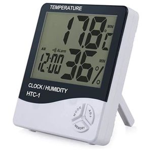 MESURE THERMIQUE Thermomètre domestique grand écran hygromètre Thermomètre électronique d'intérieur de haute précision avec réveil noir + blanc