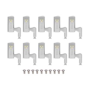 10X Charnière LED lumière de nuit pour cuisine chambre armoire placard  (Sans batterie) chaude blanche - Cdiscount Bricolage