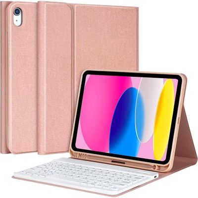 Clavier Bluetooth AZERTY Pour IPad 10ème Génération - Étui Détachable, Réveil Automatique - Modèles A2696/A2757/A2777