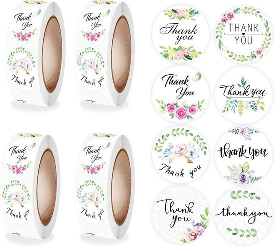 Thermomix Pegatina AOEVUIR 120 Pcs Etiquetas Pegatinas Gracias Adhesivas Pegatinas Redondas De Agradecimiento Gracias Pegatina Thank You Stickers Para Negocio Embalaje Regalo Caseros Tarjetas Boda Stickers Gracias