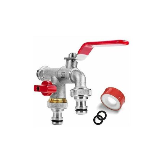 Robinet Double De Jardin, Robinet D'eau En Laiton, Robinet De Calibre 3/4 Pouces De Haute Qualité - Noir