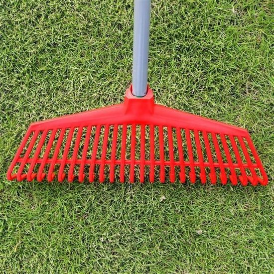 Râteau De Jardin Plastique Robuste 16 Dents - Outil Pour Pelouses Et Feuilles - Orange