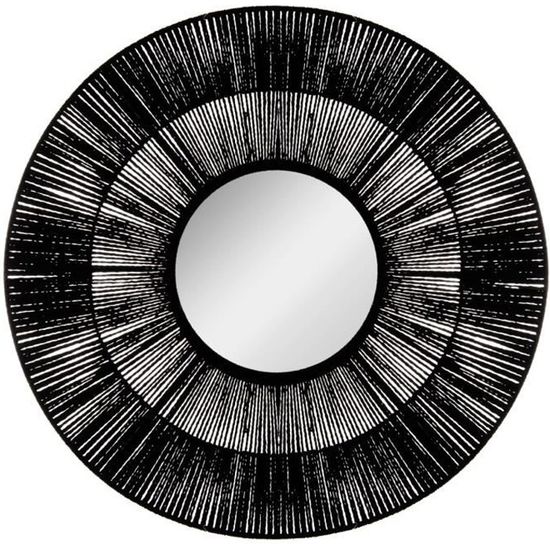 Miroir Corde Ethnique - Ø76 cm - Noir