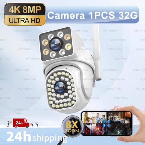 Caméra de surveillance extérieure iptv IP WiFi 8MP,dispositif de ...